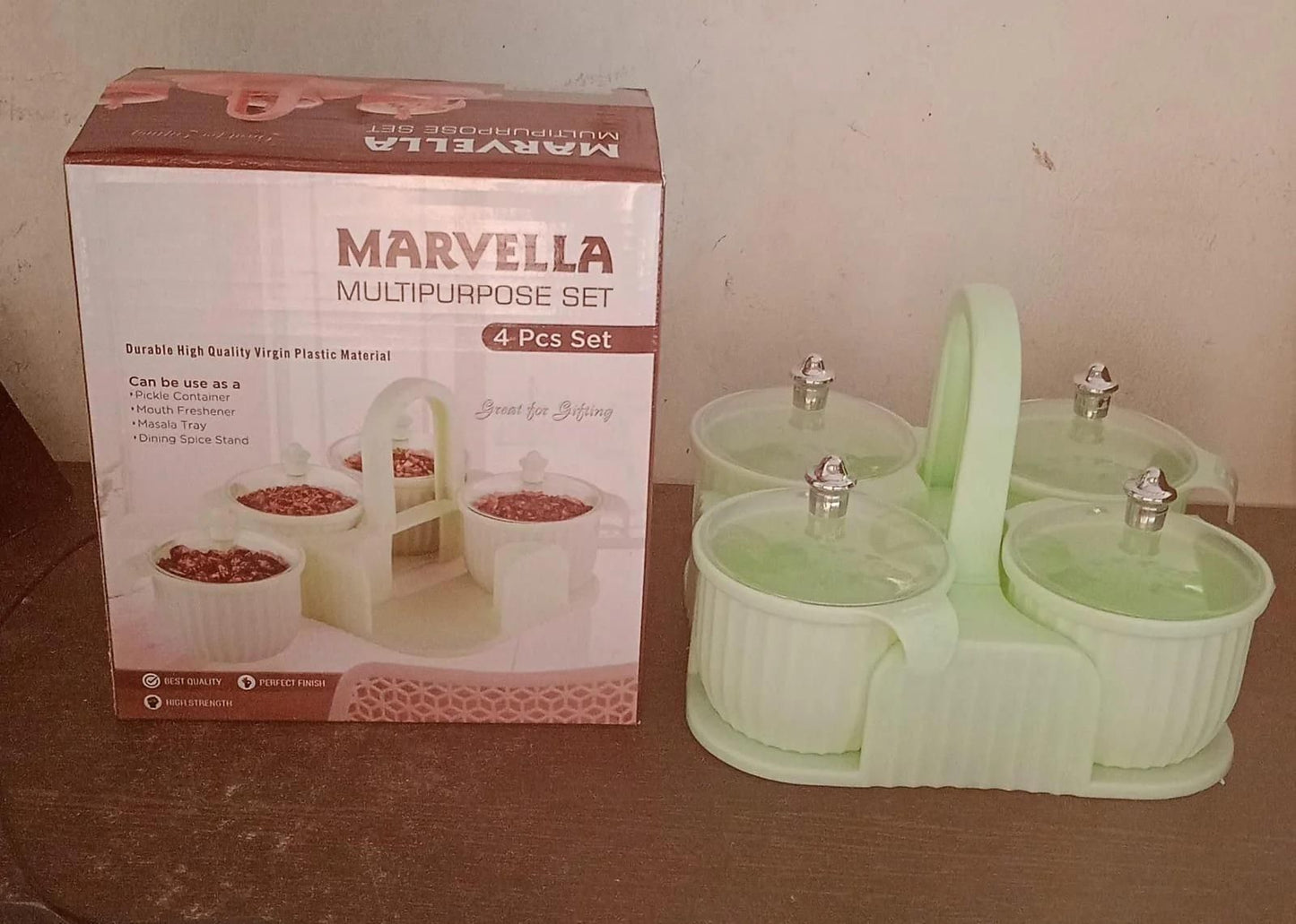 Multipurpose Storage Jar Set with Tray – 4 Pcs Organizer for Kitchen & Dining 🍬🍴