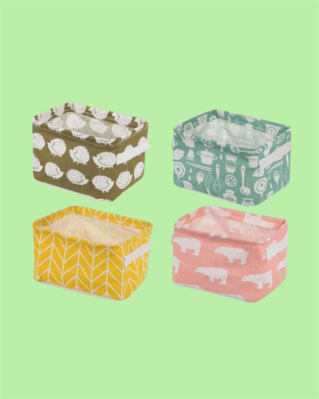 🧺 Canvas Storage Box | Drawer Organizer (Pack of 4)