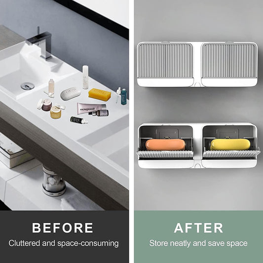 ✅ Double Soap Holder with Lid | Wall-Mounted & Self-Adhesive