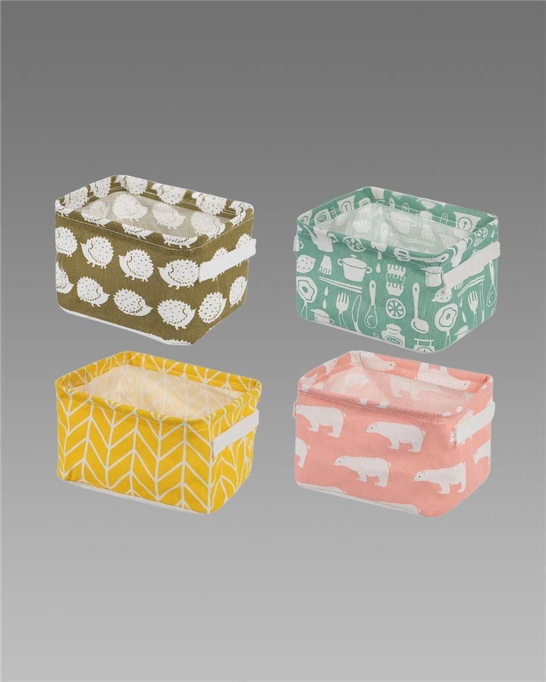 🧺 Canvas Storage Box | Drawer Organizer (Pack of 4)