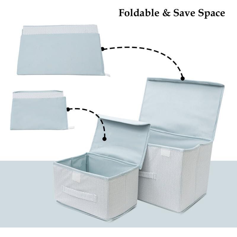 Foldable Non‑Woven Storage Basket Bins – Big & Small Wardrobe Organizer (Pack of 2) 🧺