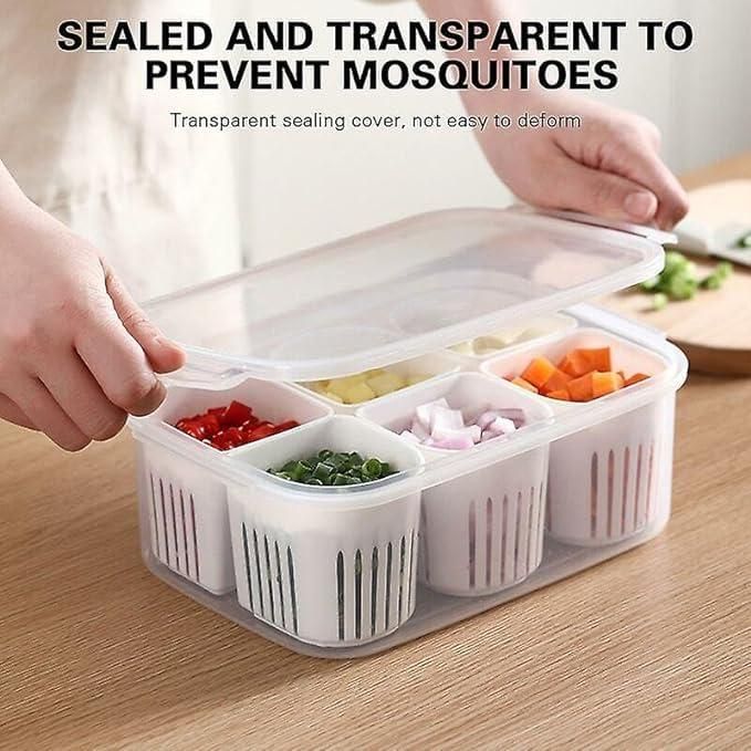 Multi-Compartment Food Storage Box with Lid – 6 Sections Organizer 🍱🥦