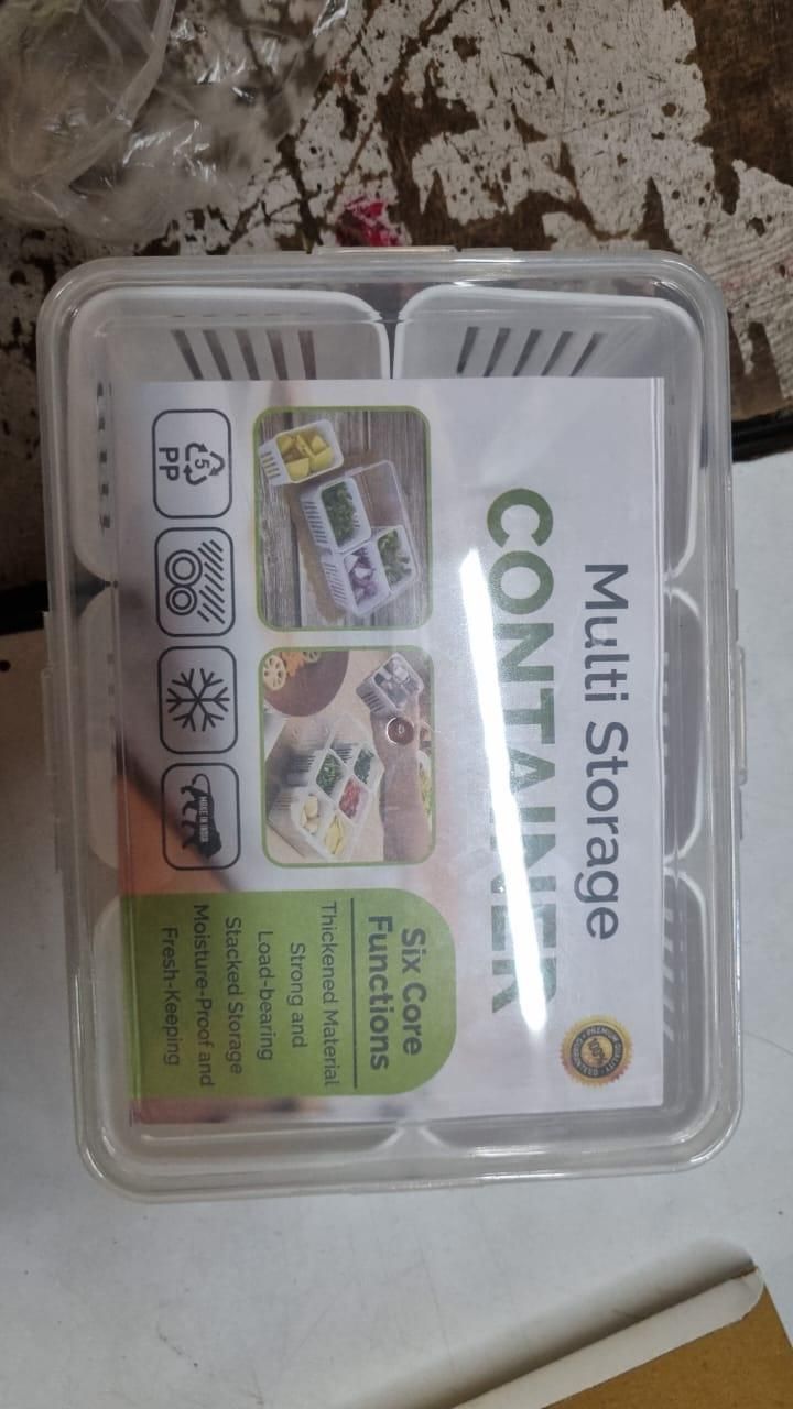 Multi-Compartment Food Storage Box with Lid – 6 Sections Organizer 🍱🥦