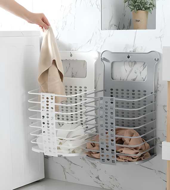 🧺 Plastic Multipurpose Hanging Laundry Basket – Foldable & Space-Saving