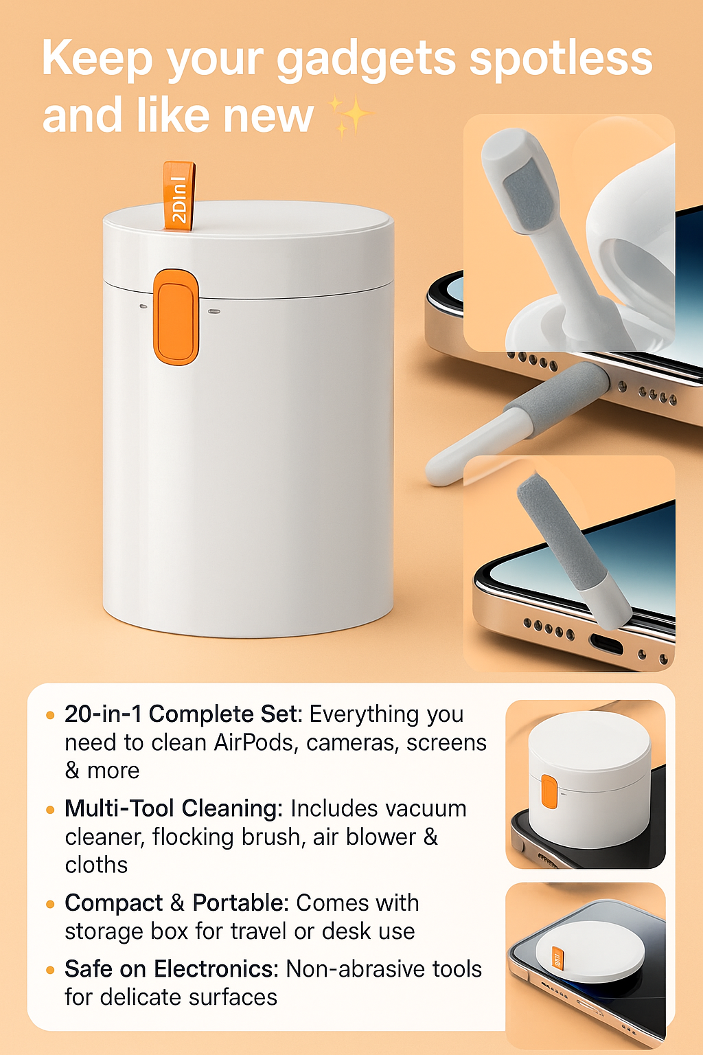 20‑in‑1 Multi‑Purpose Cleaner Kit – For AirPods, Camera, Keyboard & More 🧹🎧