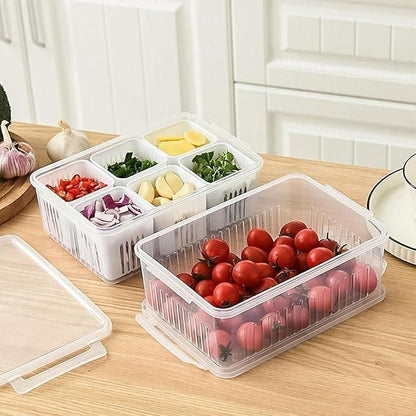 Multi-Compartment Food Storage Box with Lid – 6 Sections Organizer 🍱🥦