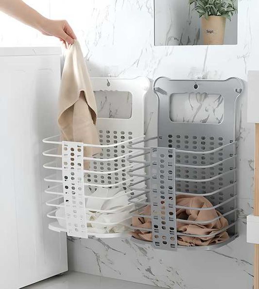 🧺 Plastic Multipurpose Hanging Laundry Basket – Foldable & Space-Saving