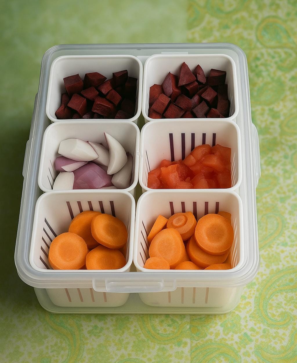 Multi-Compartment Food Storage Box with Lid – 6 Sections Organizer 🍱🥦